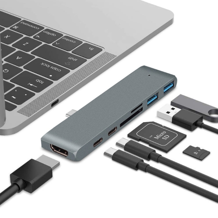 Lisslune | TYPE-C to 4K HDMI HUB Docking Station TF/SD Card Reader for MacBook Pro(Grey)