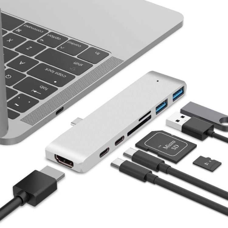 Lisslune | TYPE-C to 4K HDMI HUB Docking Station TF/SD Card Reader for MacBook Pro (Silver)