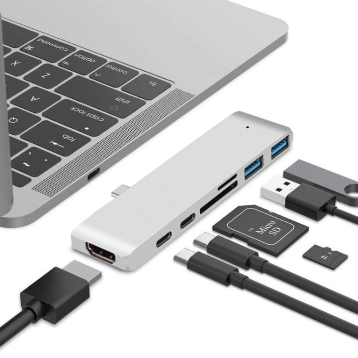 Lisslune | TYPE-C to 4K HDMI HUB Docking Station TF/SD Card Reader for MacBook Pro (Silver)