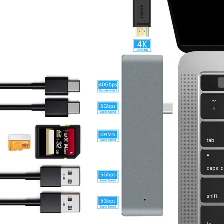 Lisslune | TYPE-C to 4K HDMI HUB Docking Station TF/SD Card Reader for MacBook Pro (Silver)