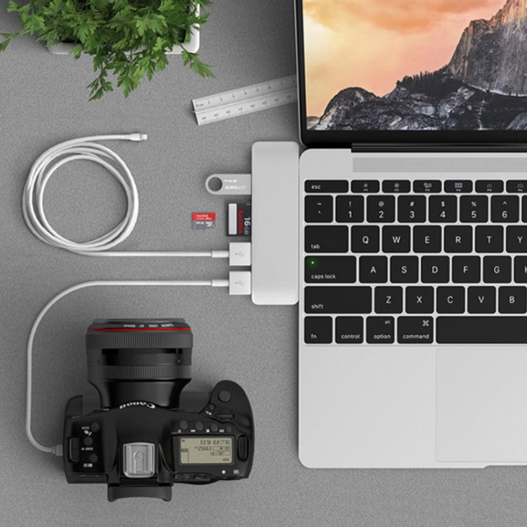 Lisslune | TYPE-C to 4K HDMI HUB Docking Station TF/SD Card Reader for MacBook Pro (Silver)