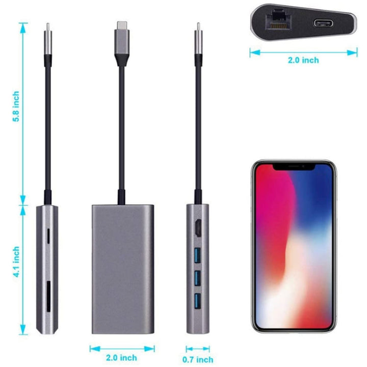 Lisslune | 8 in 1 Type-c to HDMI+RJ45 network connection+3USB3.0+PD docking station (Gray)