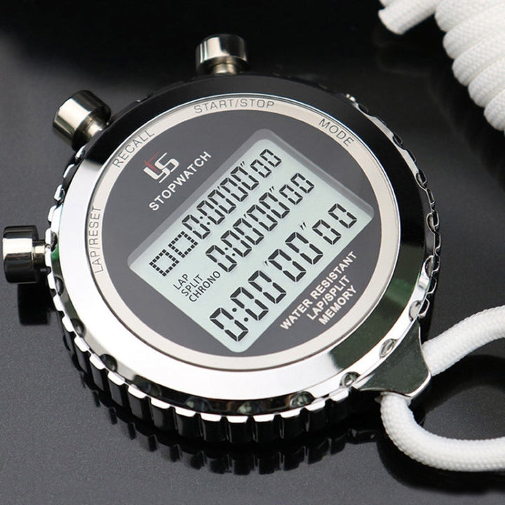 Lisslune | YS Metal Stopwatch 3 Row Display Running Training Electronic Timer, Style: YS-510 10 Memories