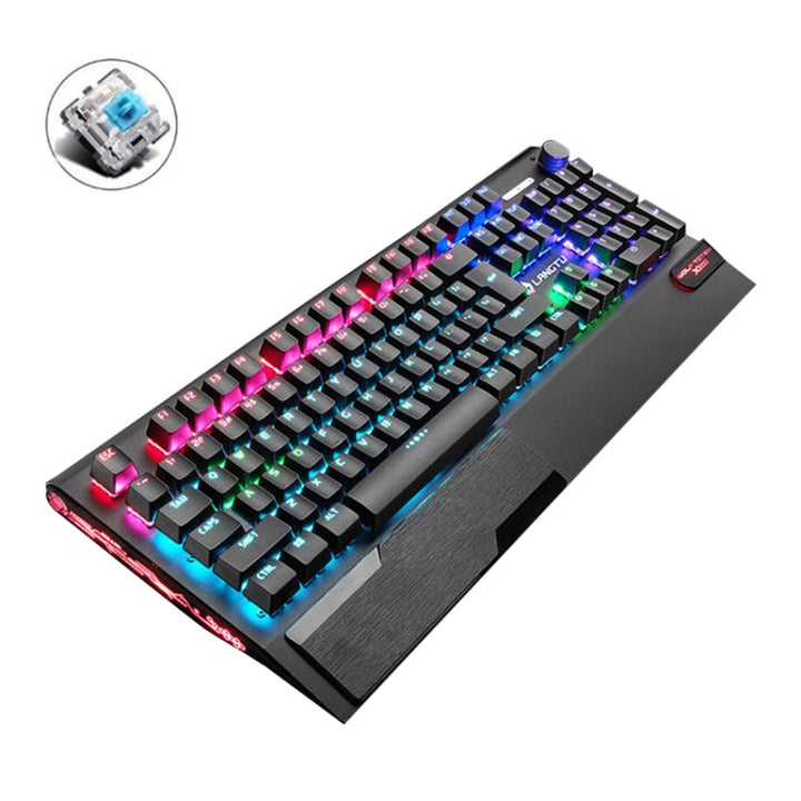 Lisslune | LANGTU K1000 104 Keys Illuminated Wired Keyboard, Cable Length: 1.5 m (Black Green Shaft Mixed Light)