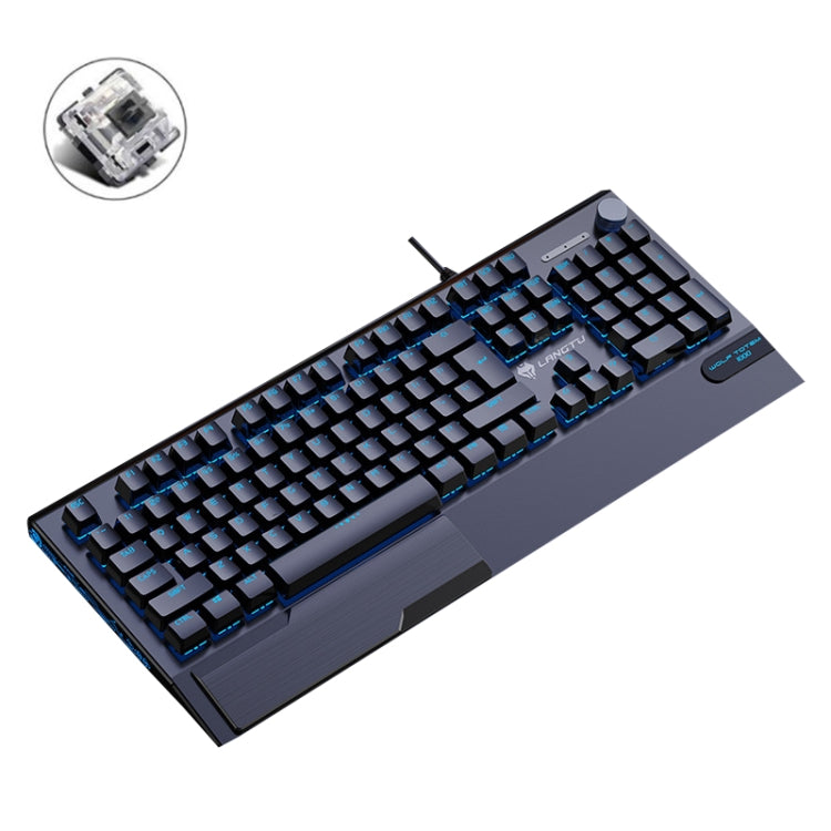 Lisslune | LANGTU K1000 104 Keys Luminous Wired Keyboard, Cable Length: 1.5m (Black Black Shaft Ice Blue Light)