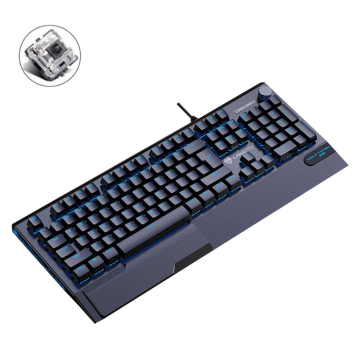Lisslune | LANGTU K1000 104 Keys Luminous Wired Keyboard, Cable Length: 1.5m (Black Black Shaft Ice Blue Light)