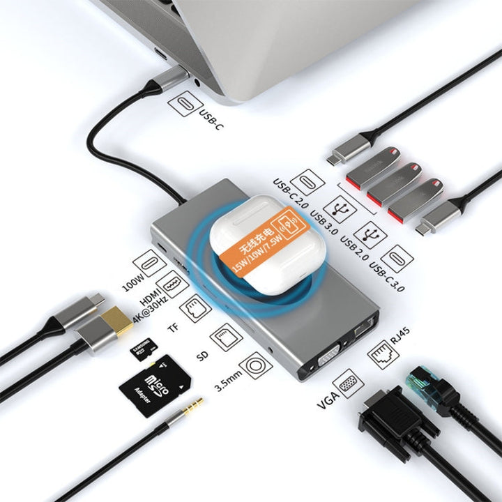 Lisslune | BX13V 13 In 1 Type-C Docking Station Wireless Charging Hub
