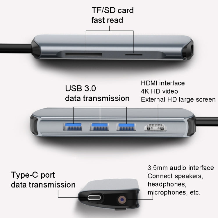 Lisslune | Type-C Expansion Dock 8 In 1 Laptop Converter USB HUB Hub