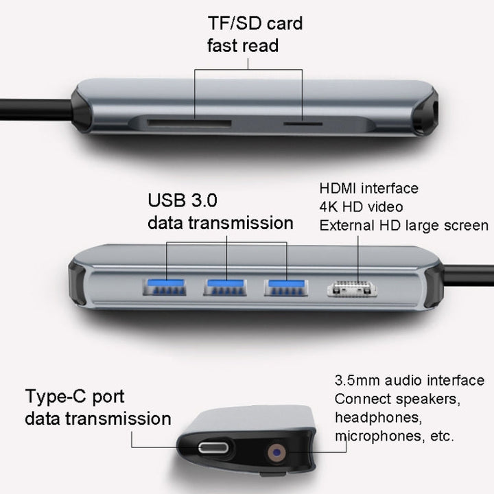 Lisslune | Type-C Expansion Dock 8 In 1 Laptop Converter USB HUB Hub
