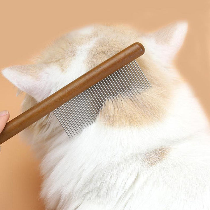 Cat Dog Solid Wood Comb for Removing Floating Hair Pet Cleaning Care Flea Comb(E)
