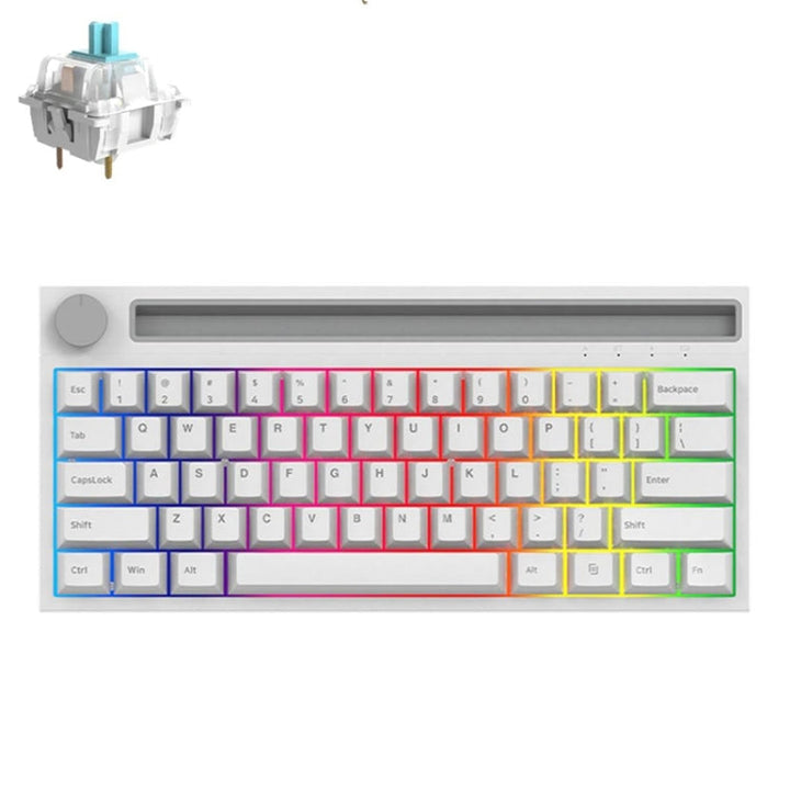 Lisslune | Ajazz K620T 62 Keys Bluetooth Wireless Dual Mode Mechanical Keyboard, Style: Blue Wave (White)