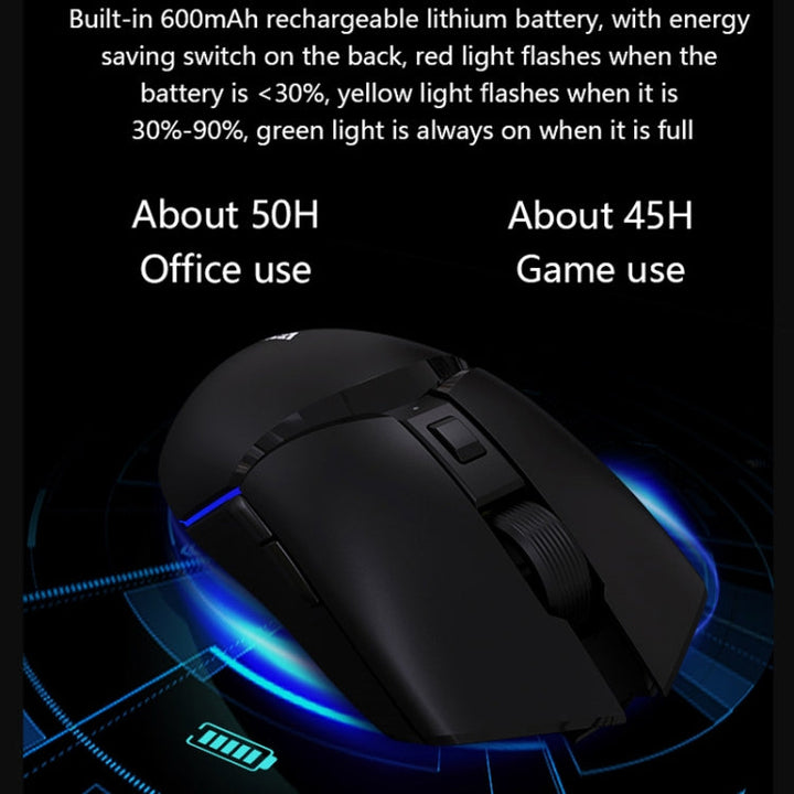 Lisslune | Ajazz I309Pro 1600 DPI 8 Buttons Dual-Mode Gaming Wireless Bluetooth Mouse (Black)
