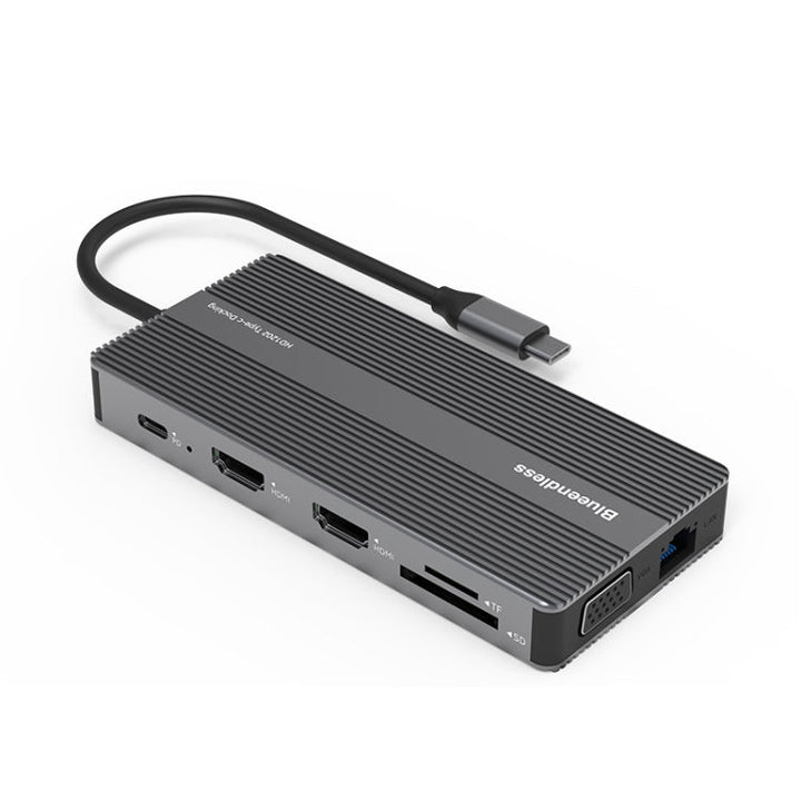 Lisslune | Blueendless Type-C+USB 3.0/2.0+VGA+3.5mm Audio Interfaces HUB(12 in 1)