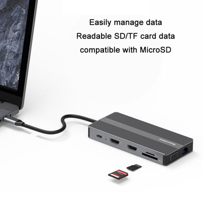 Lisslune | Blueendless Type-C+USB 3.0/2.0+VGA+3.5mm Audio Interfaces HUB(12 in 1)