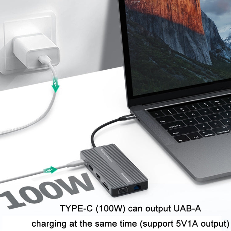 Lisslune | Blueendless Type-C+USB 3.0/2.0+VGA+3.5mm Audio Interfaces HUB(12 in 1)