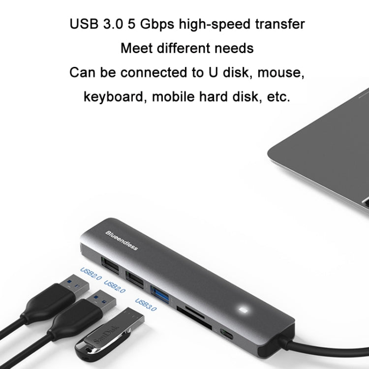 Lisslune | Blueendless Type-C+USB 3.0/2.0+HDMI4K HUB, Specification: 5 in 1