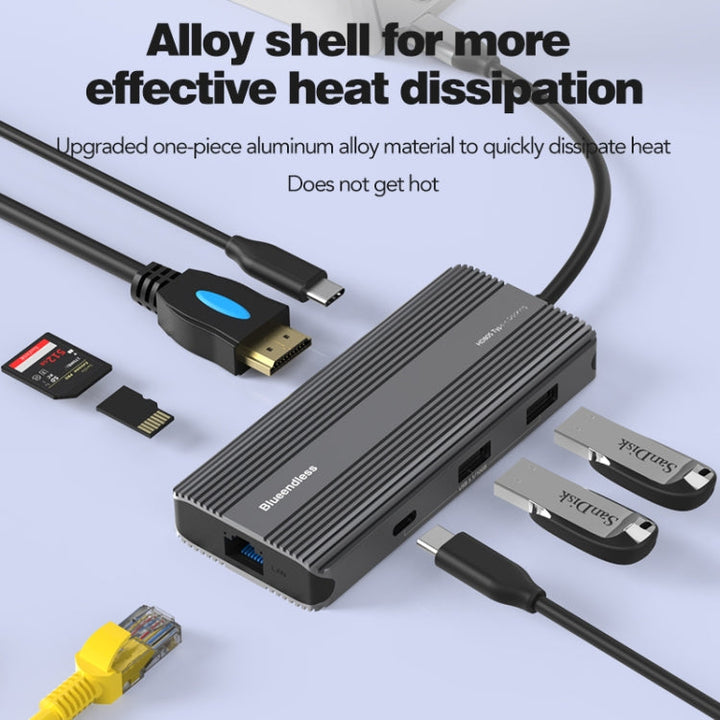 Lisslune | Blueendless 8K/30Hz Type-C to Gigabit Ethernet USB3.1 Docking Station (8 in 1)