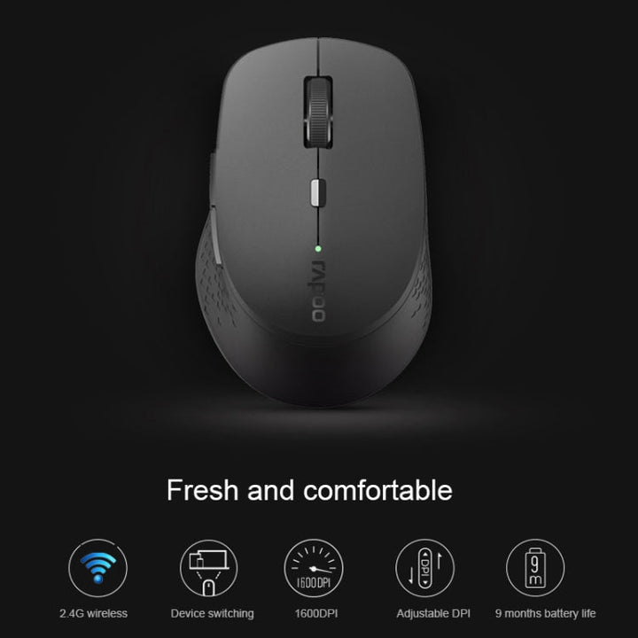 Lisslune | Rapoo M300G 1600DPI 3 Button Laptop Office Silent Wireless Bluetooth Mouse (Light Gray)