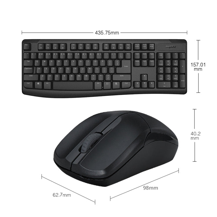 Lisslune | Rapoo X1800PRO 104 Key Waterproof Multimedia Wireless Keyboard Mouse Set (Black)