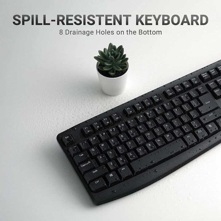 Lisslune | Rapoo X1800PRO 104 Key Waterproof Multimedia Wireless Keyboard Mouse Set (Black)