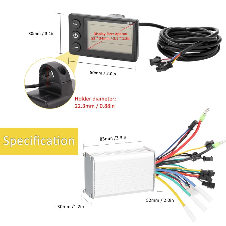 Lisslune | S866 A Typ Electric Bicycle Universal Electric Bicycle Dashboard Set, Specification: 36V / 48V