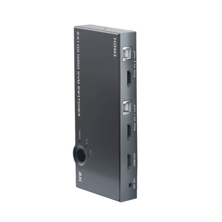 Lisslune | 2 In 1 Out 4K 60Hz KVM HDMI Switch USB Switch Splitter Box HUB (Silver Gray)