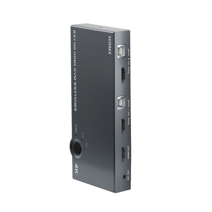Lisslune | 2 In 1 Out 4K 60Hz KVM HDMI Switch USB Switch Splitter Box HUB (Silver Gray)