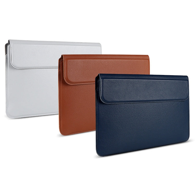 Lisslune | PU08DZ Leather Laptop Interior Compartment Bag with Stand Function, Size: 14.1-15.4 Inches (Sapphire Blue)