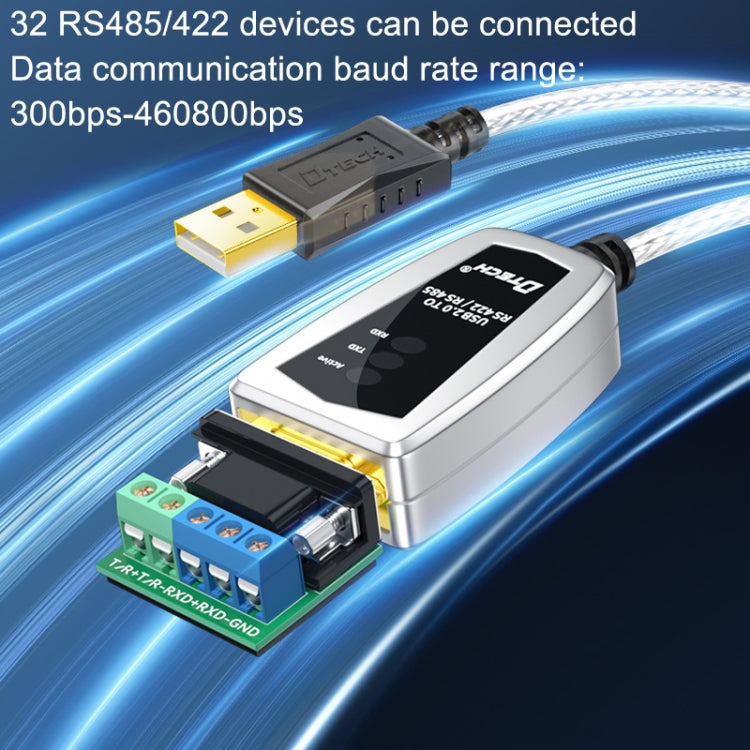Lisslune | DTECH DT-5119 0.5 m USB to RS485/422 Industrial Converter Serial Line Communication Adapter