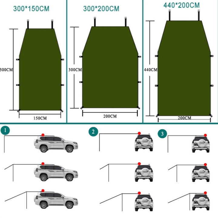 Lisslune | Outdoor-Picnic-Camping Tent Next To The Car Waterproof Canopy 300x150cm (Dark Gray)