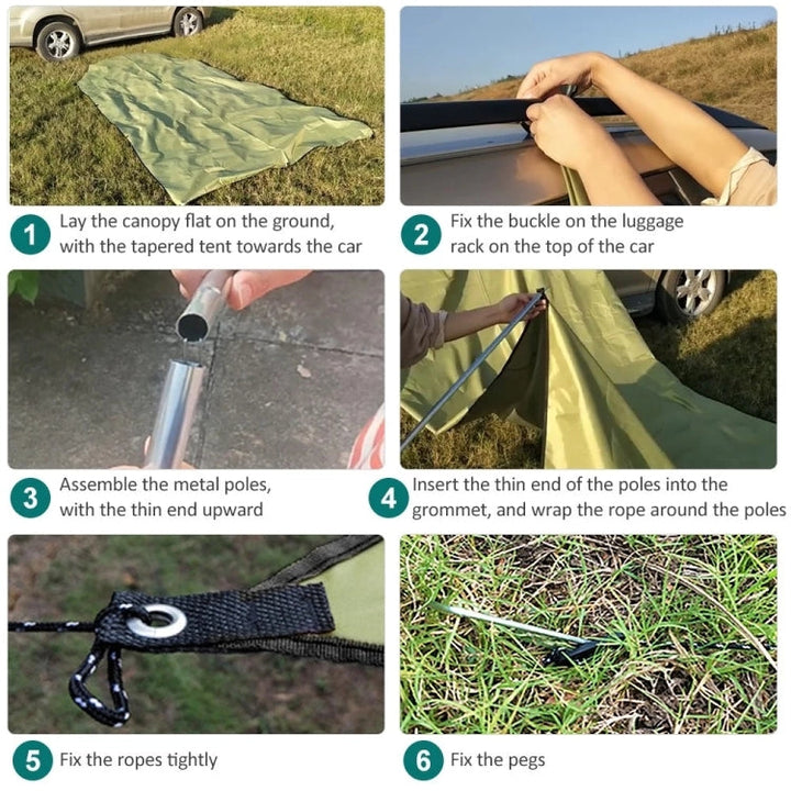 Lisslune | Outdoor-Picnic-Camping Tent Next To The Car Waterproof Canopy 300x150cm (Dark Gray)