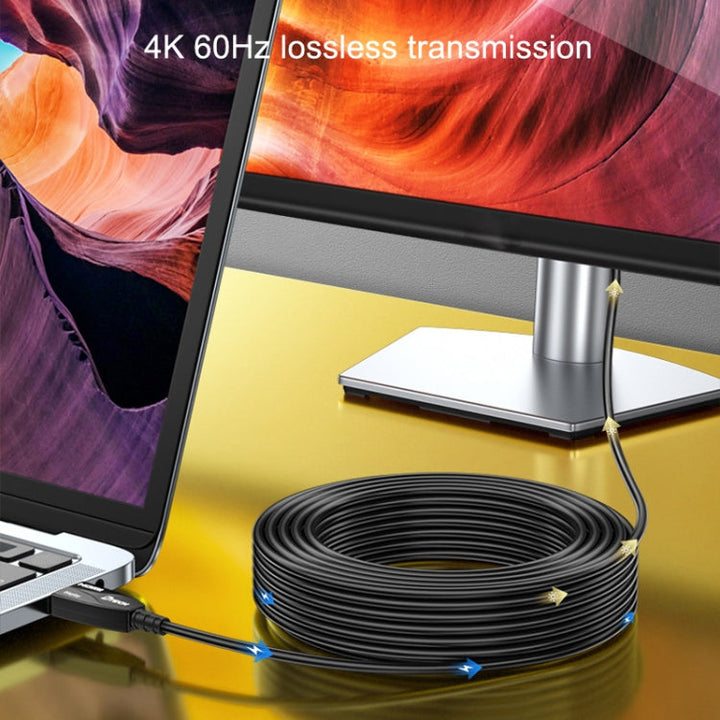 Lisslune | DTECH HDMI 2.0 Version Fiber Optic Cable 4K 60Hz Large Screen TV Engineering Wiring, Length: 70m