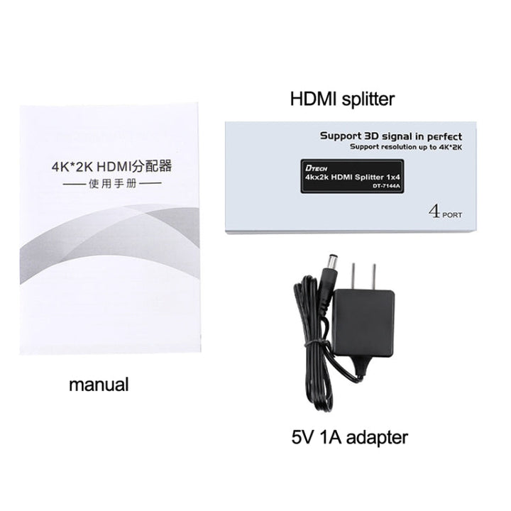 Lisslune | DTECH DT-7144A HDMI 2.0 1 In 4 Out 4K X 2K HD Video Splitter, CN Plug