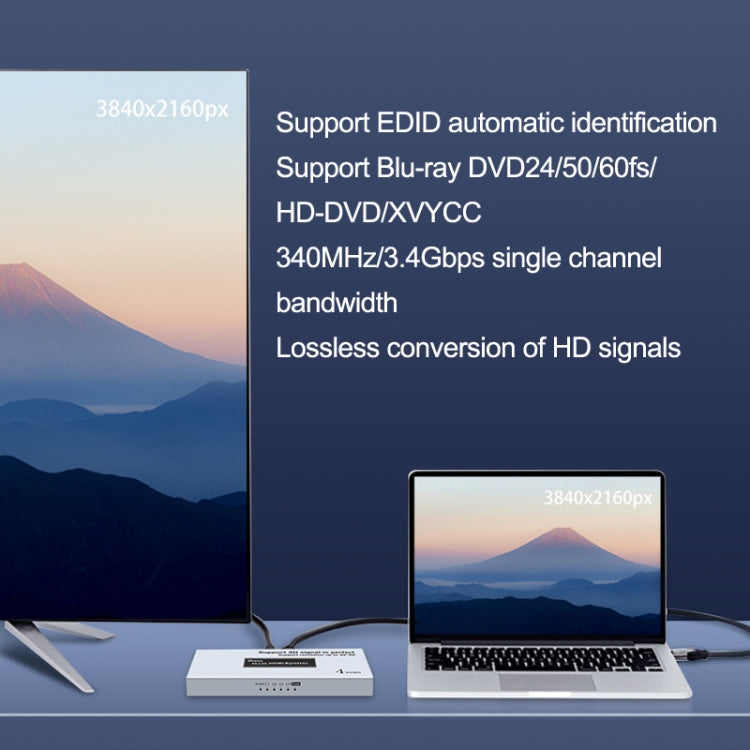Lisslune | DTECH DT-7144A HDMI 2.0 1 In 4 Out 4K X 2K HD Video Splitter, CN Plug