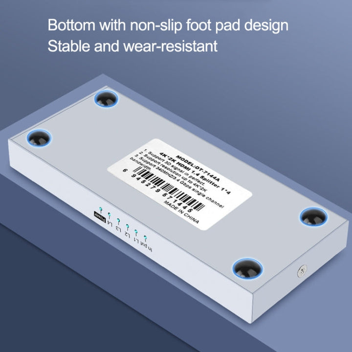 Lisslune | DTECH DT-7144A HDMI 2.0 1 In 4 Out 4K X 2K HD Video Splitter, CN Plug