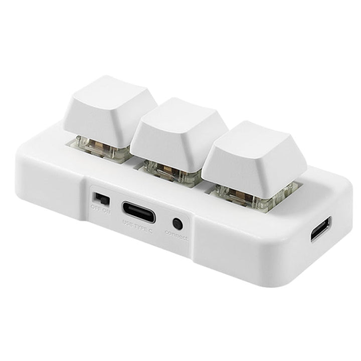 Lisslune | MK321 3 Key Custom Keys Gaming Office PS Clip Macro Programming Keyboard, Cable Length: 1.5 m (White)