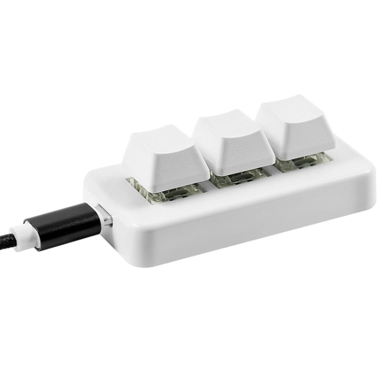 Lisslune | MK321 3 Key Custom Keys Gaming Office PS Clip Macro Programming Keyboard, Cable Length: 1.5 m (White)