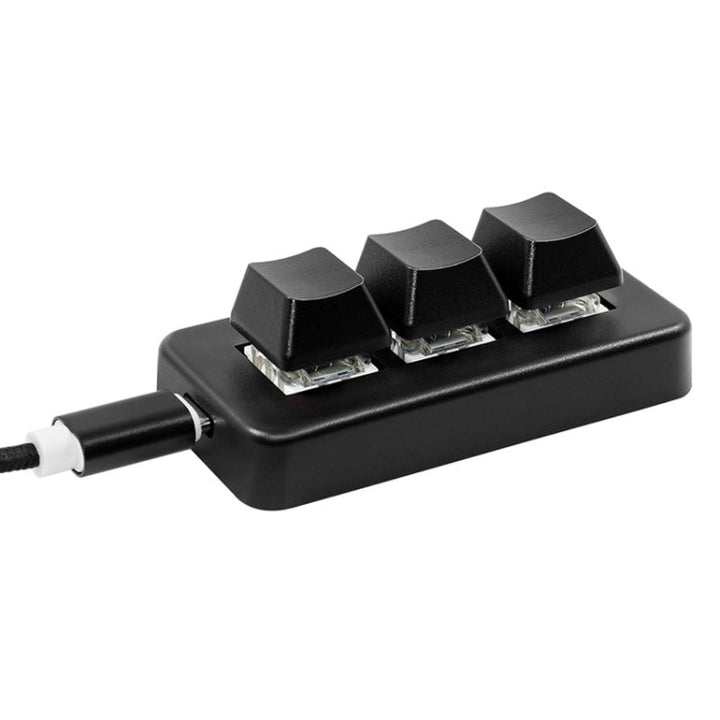 Lisslune | MK321 3 Keys Customizable Key Gaming Office PS Clip Macro Programming Keyboard, Cable Length: 1.5 m (Black)
