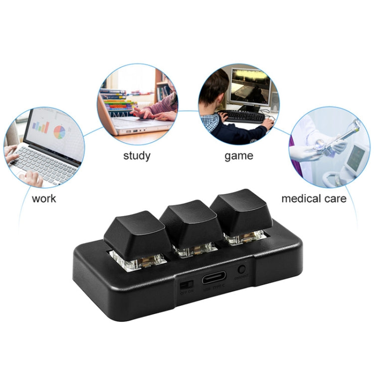 Lisslune | MK321 3 Keys Customizable Key Gaming Office PS Clip Macro Programming Keyboard, Cable Length: 1.5 m (Black)