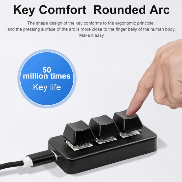 Lisslune | MK321 3 Keys Customizable Key Gaming Office PS Clip Macro Programming Keyboard, Cable Length: 1.5 m (Black)