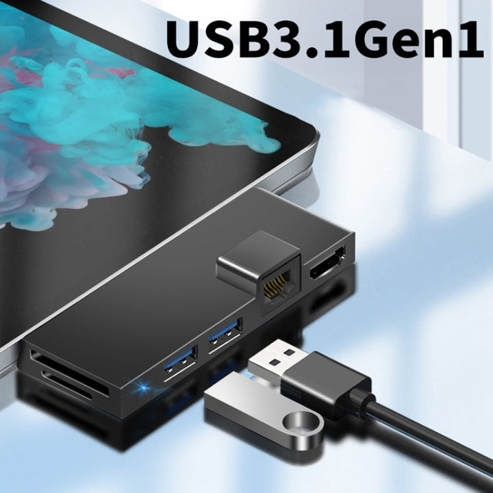 Lisslune | W05 8 In 1 USB3.1 Gne1 Ethernet RJ45 Converter for Surface Pro4/5/6 (Black)