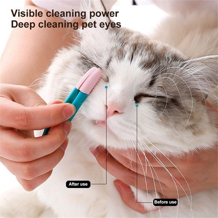 Cat Eye Brush Pet Eye Cleaner Cat Hair Knot Brush (Blue Pink)