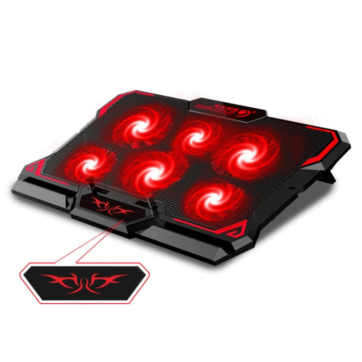 Lisslune | CoolCold 17 Inch Gaming Laptop Cooler Six Fans Two USB Ports 2600RPM Laptop Cooling Pad (Black Red)
