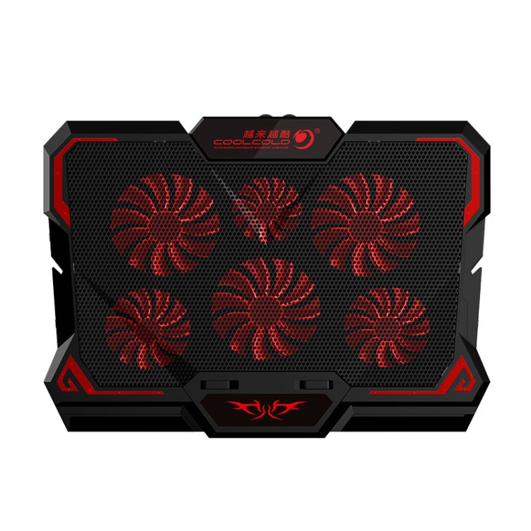 Lisslune | CoolCold 17 Inch Gaming Laptop Cooler Six Fans Two USB Ports 2600RPM Laptop Cooling Pad (Black Red)