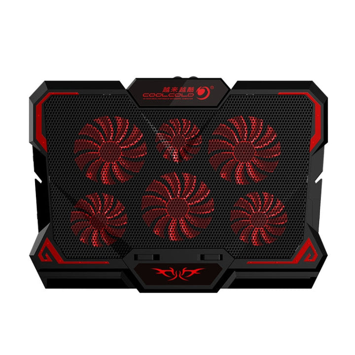 Lisslune | CoolCold 17 Inch Gaming Laptop Cooler Six Fans Two USB Ports 2600RPM Laptop Cooling Pad (Black Red)