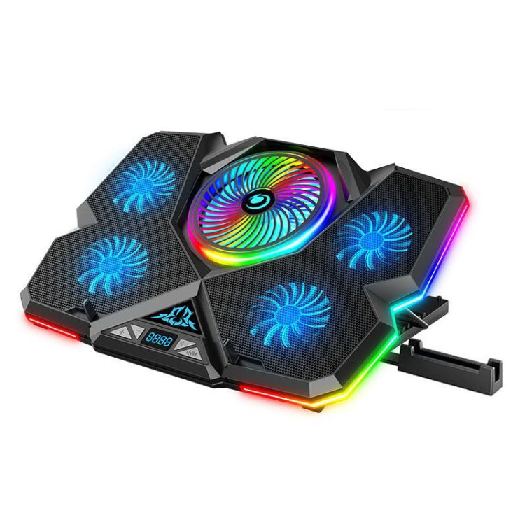 Lisslune | CoolCold Five Fans 2 USB Ports Laptop Cooler Gaming Notebook Cooling Stand, Version: Touch Symphony Blue