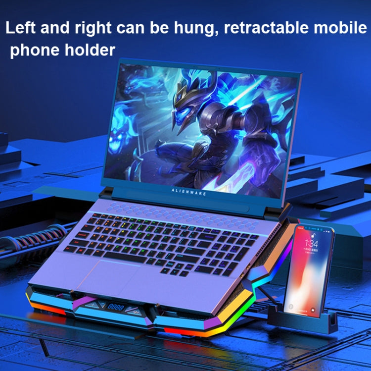 Lisslune | CoolCold Five Fans 2 USB Ports Laptop Cooler Gaming Notebook Cooling Stand, Version: Touch Symphony Blue