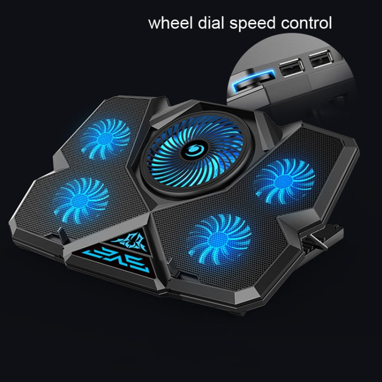 Lisslune | CoolCold Five Fans 2 USB Ports Laptop Cooler Gaming Notebook Cooling Stand, Version: Base Edition