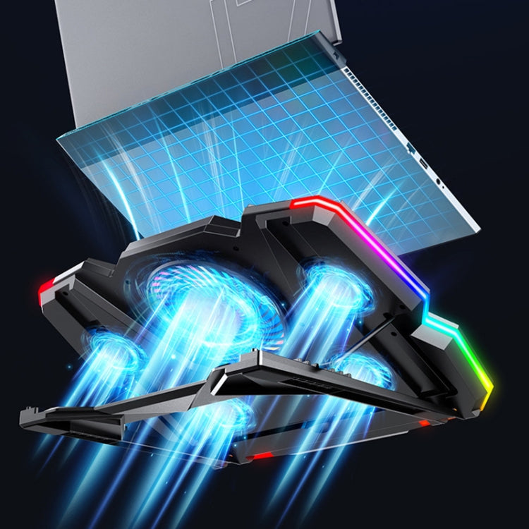 Lisslune | CoolCold Five Fans 2 USB Ports Laptop Cooler Gaming Notebook Cooling Stand, Version: Base Edition