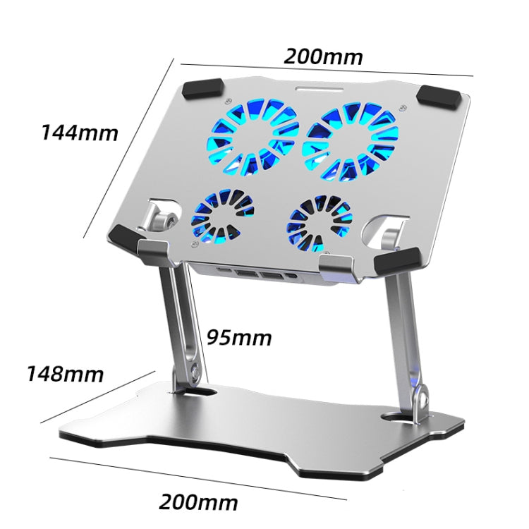 Lisslune | X16 Tablet PC Holder Aluminum Alloy Laptop Cooler with 4 Fans